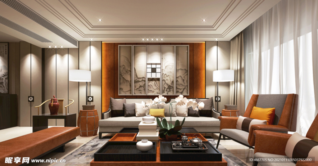 新中式客厅    家装客厅效果