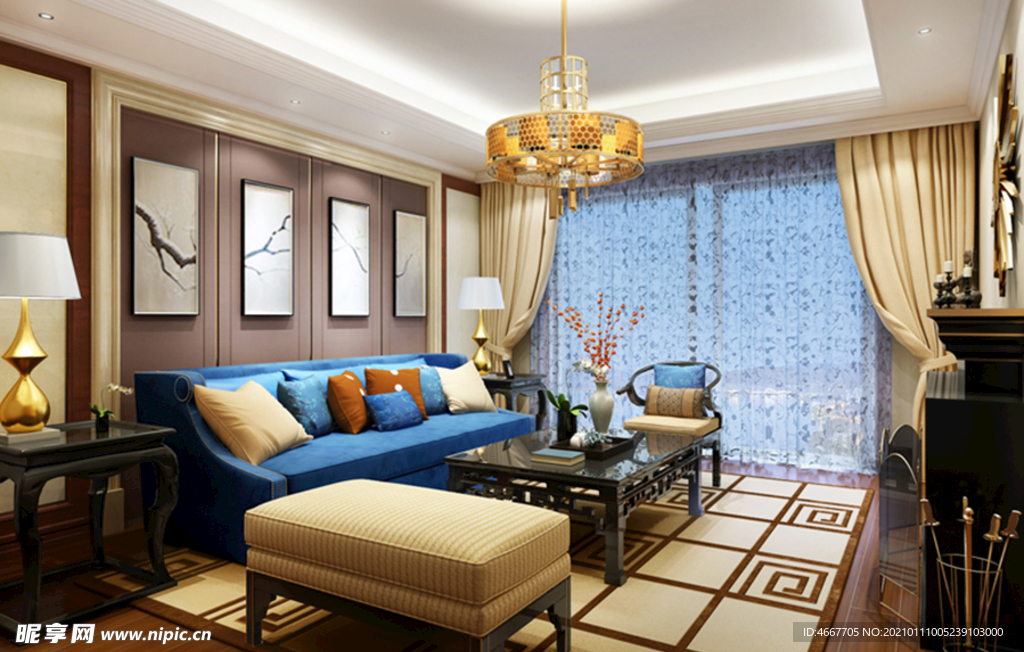 新中式客厅    家装客厅效果