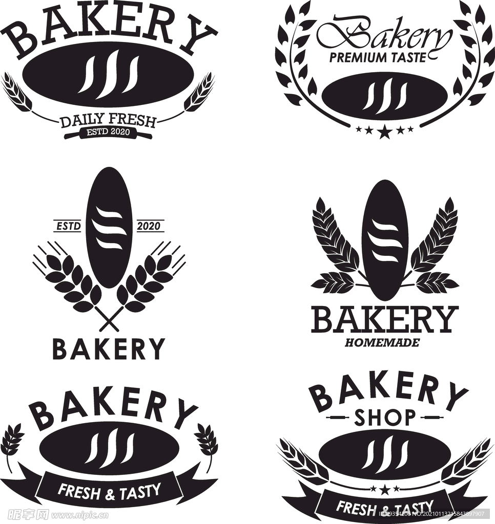 烘焙面包甜点图标LOGO剪影