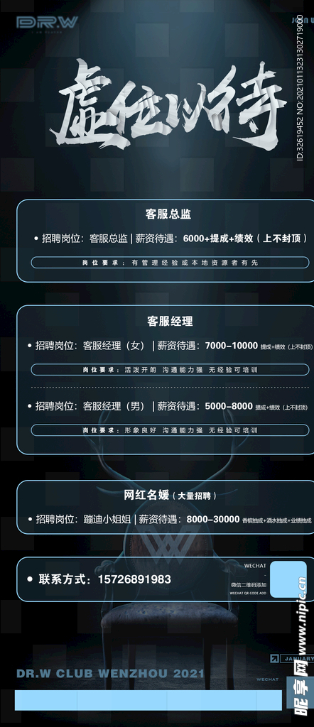 夜店招聘海报