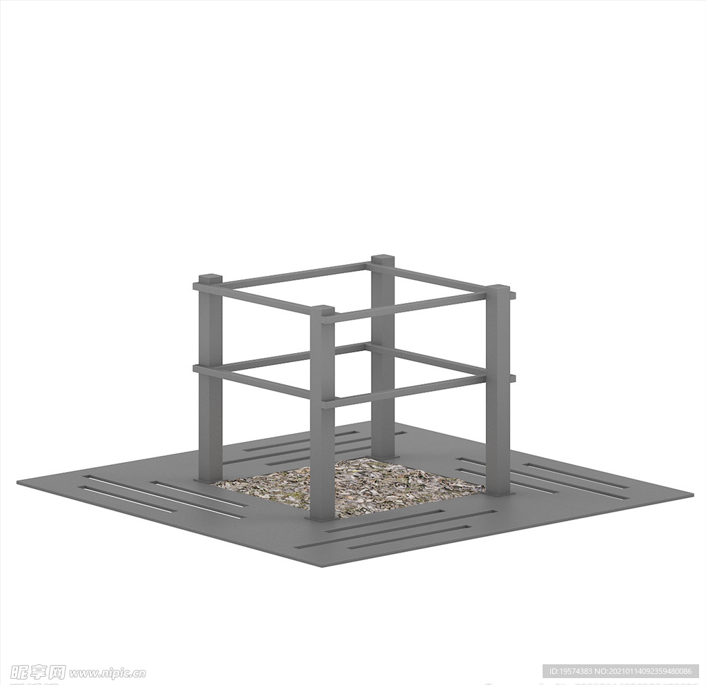 C4D模型树屏障栏杆