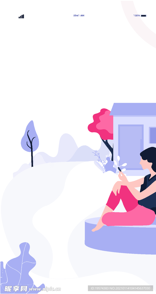 插画扁平网页女孩