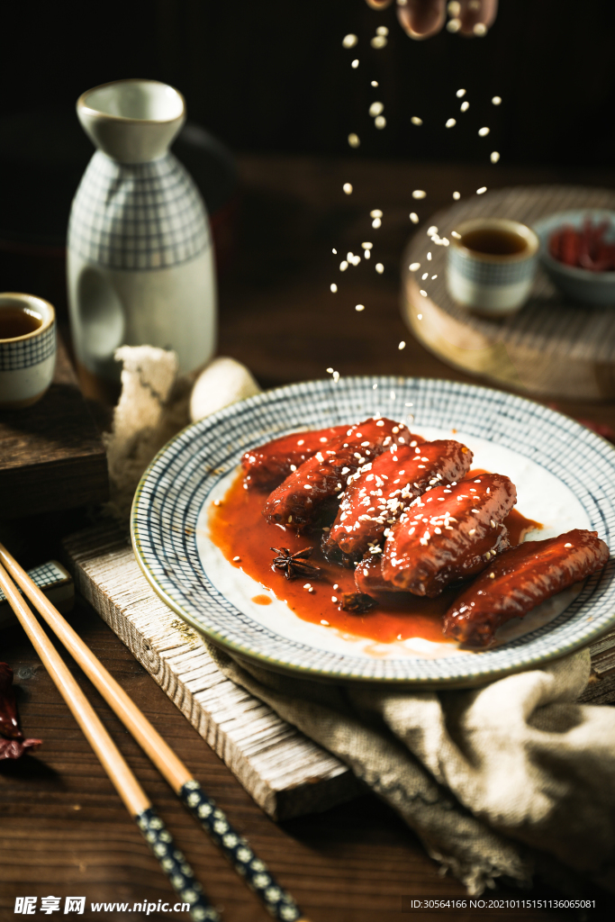 红烧鸡翅美食食材背景素材