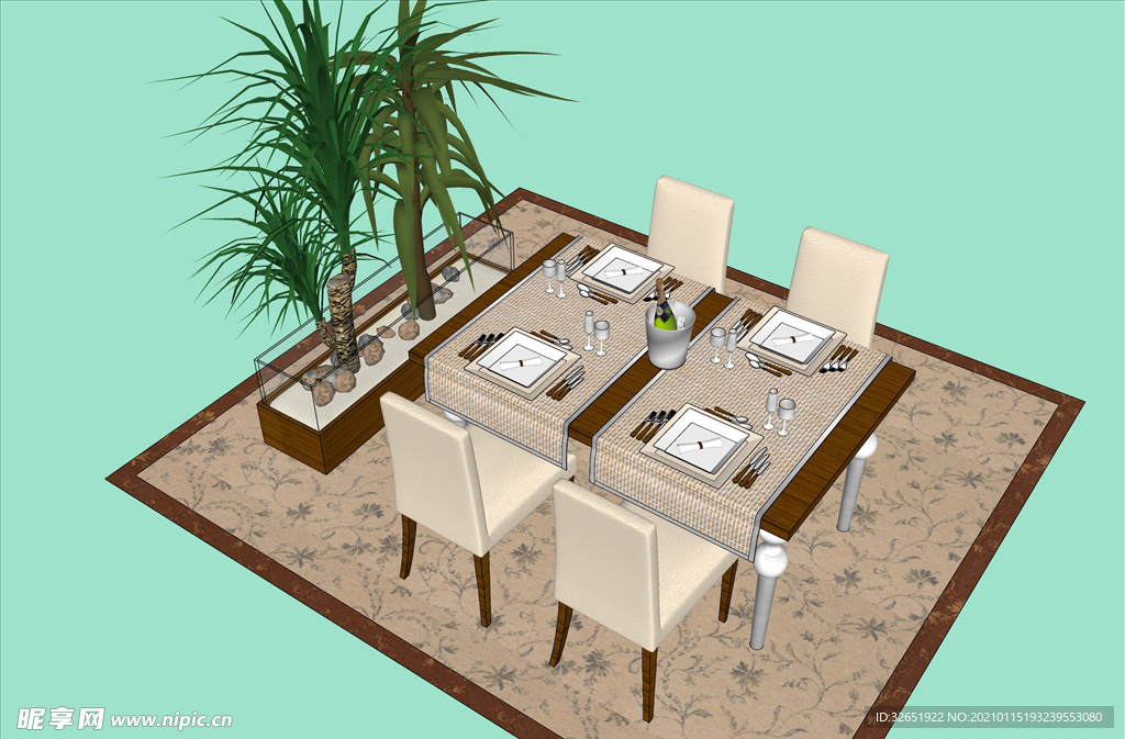 家具 餐桌 餐椅 SU模型