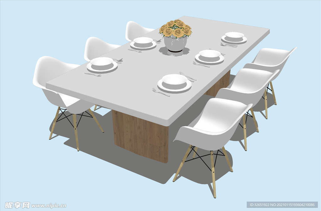 家具 餐桌 餐椅  SU模型