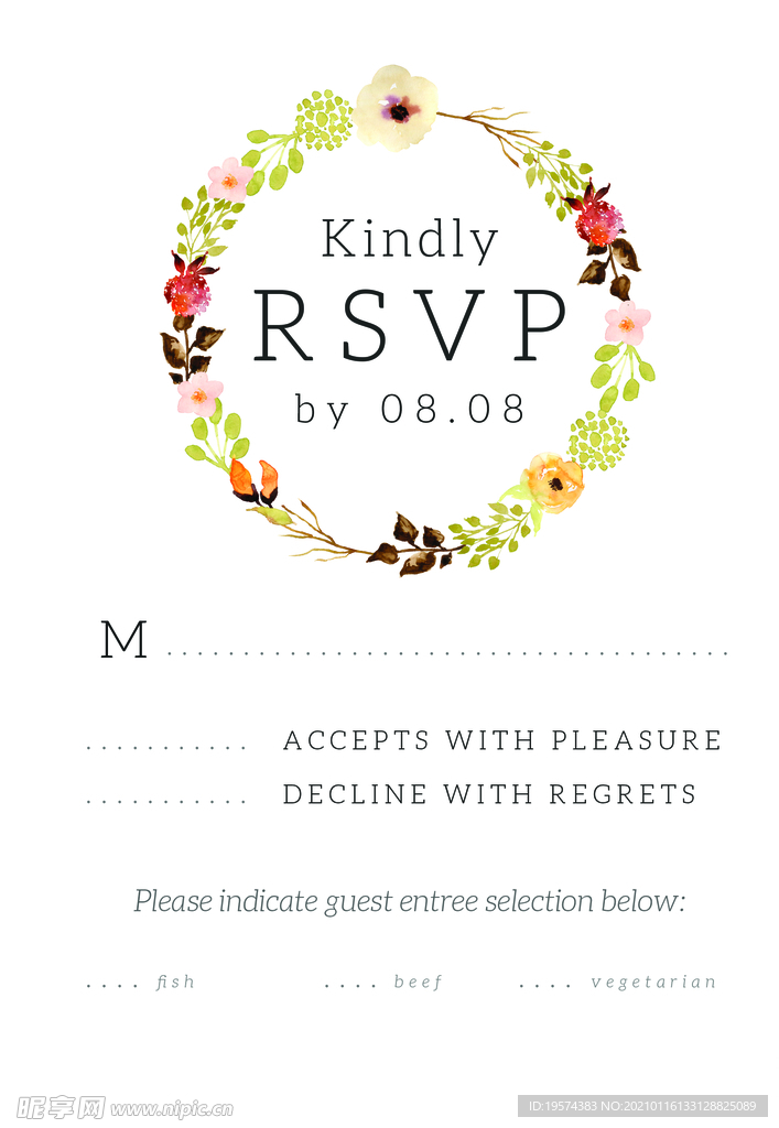 水彩婚礼邀请函集手绘花朵