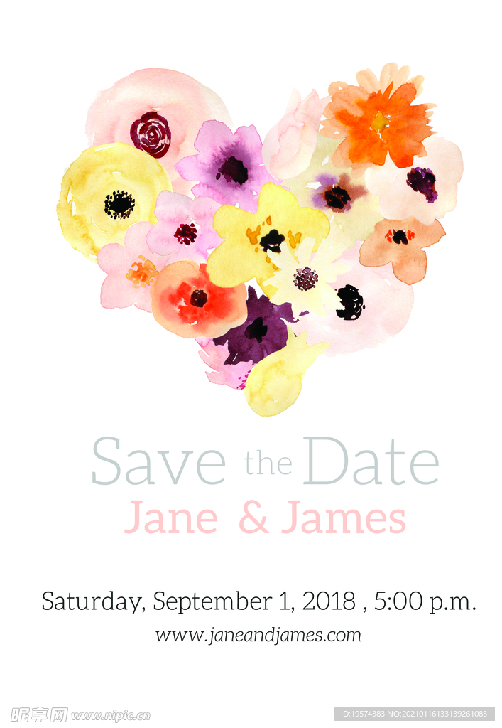 水彩婚礼邀请函集手绘花朵