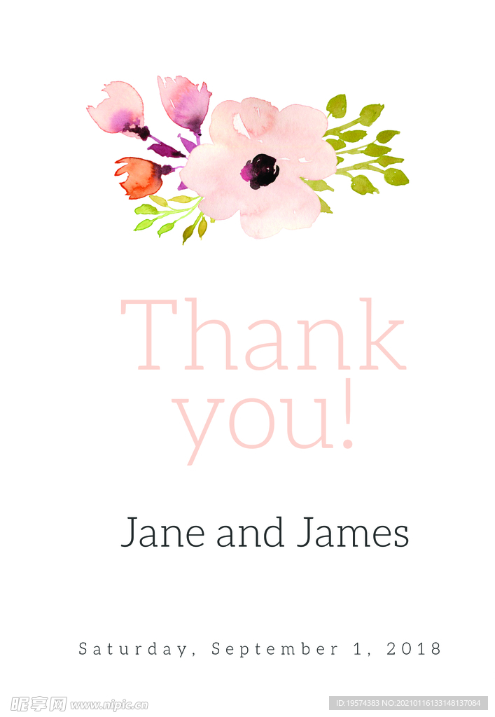 水彩婚礼邀请函集手绘花朵