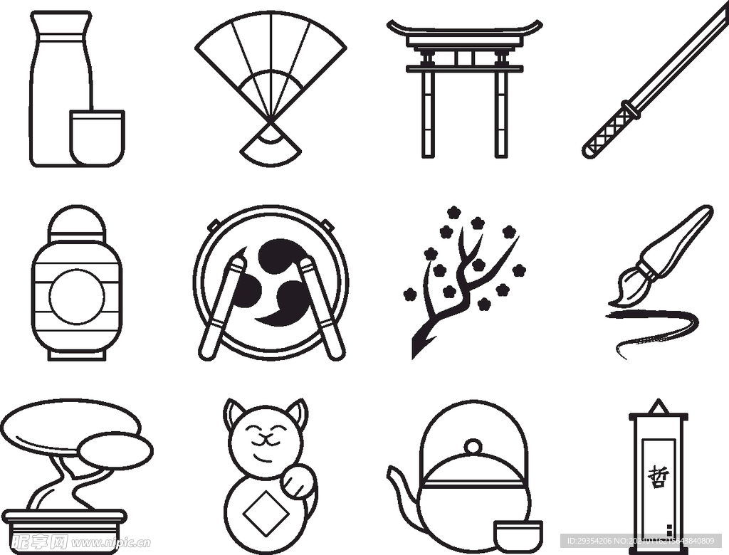 日本文化图案剪影图片