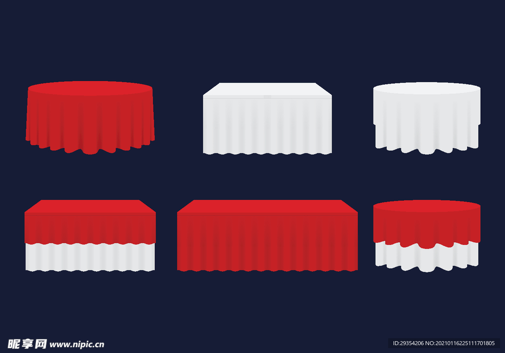 红色餐桌布图片