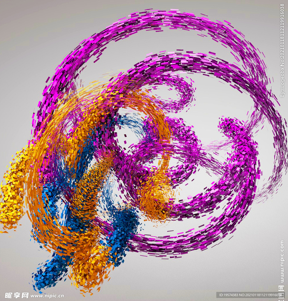 C4D模型碎片粒子样条穿梭