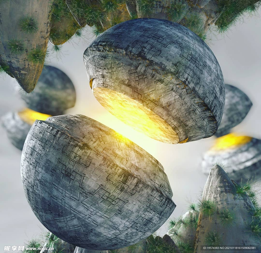 C4D模型太空发光科幻