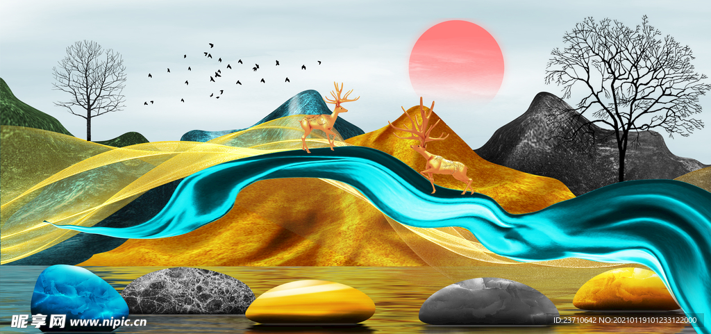 轻奢山水装饰画