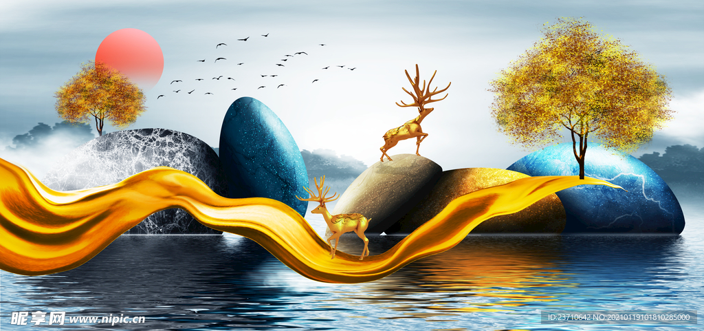 轻奢山水装饰画