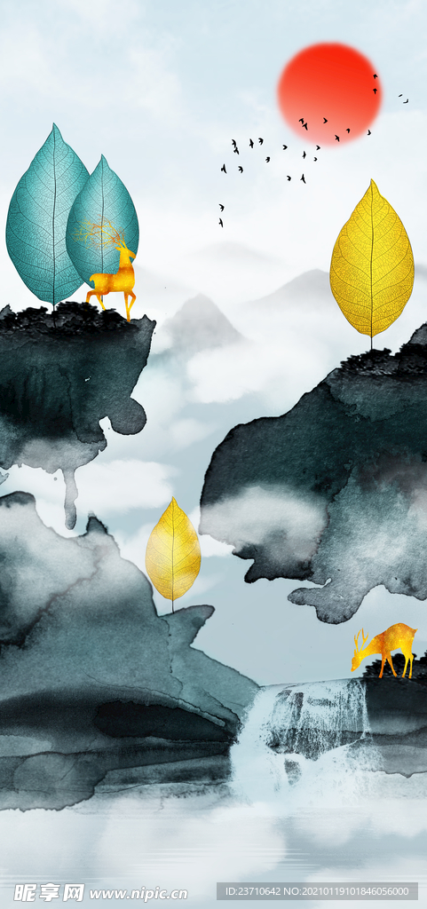 轻奢山水装饰画