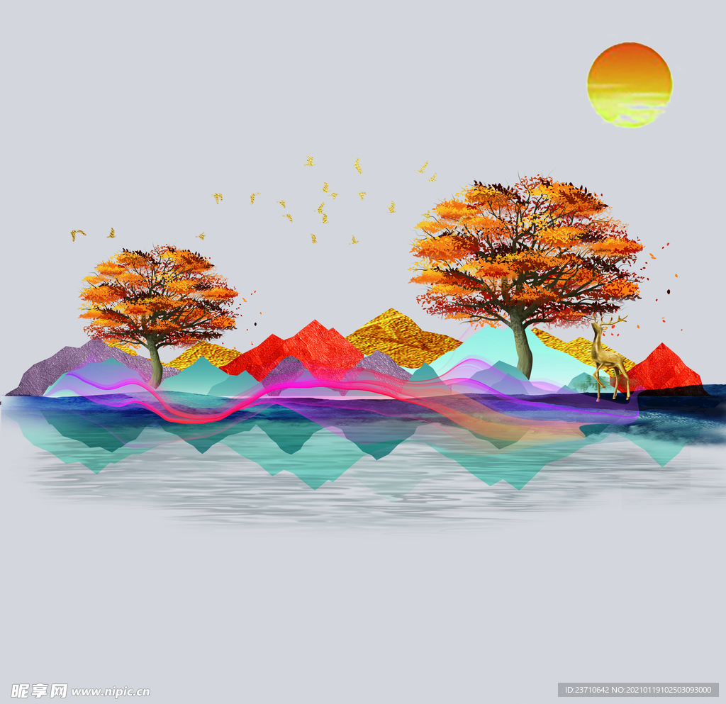 轻奢山水装饰画