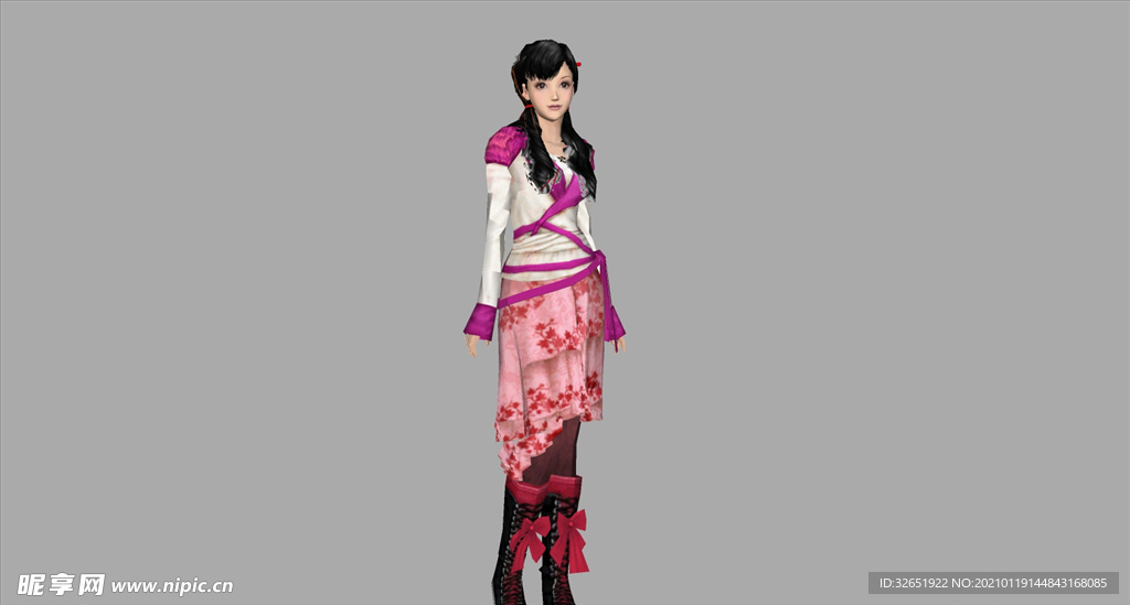 3D人物中式古典少女su模型