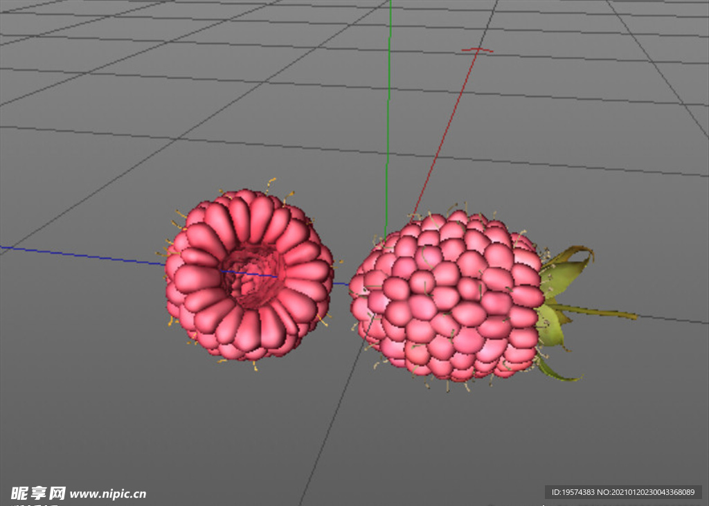 C4D模型树莓