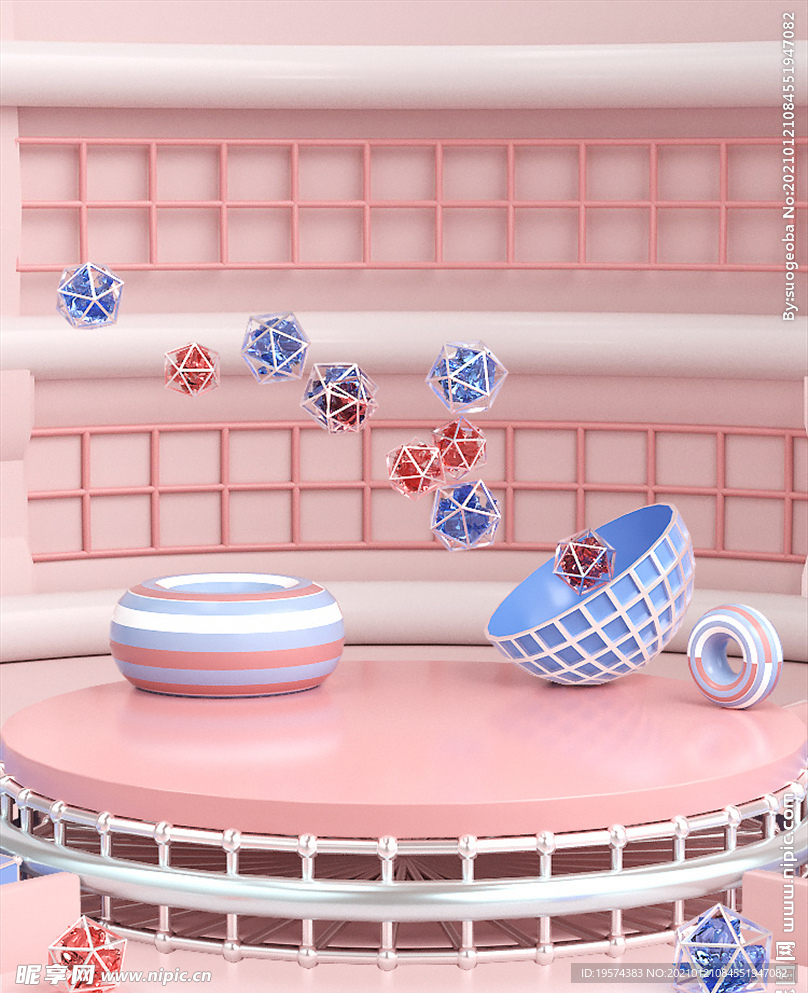 c4d模型创意清新电商展台电商