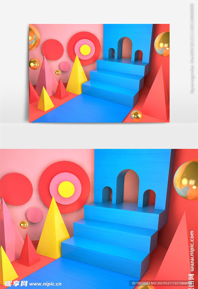 c4d模型创意清新电商展台电商