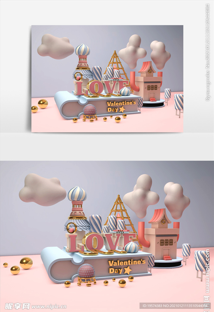 c4d模型创意清新电商展台电商
