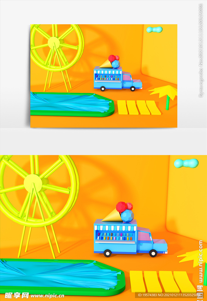 c4d模型创意清新电商展台电商