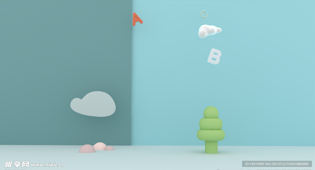 c4d模型创意清新电商展台电商