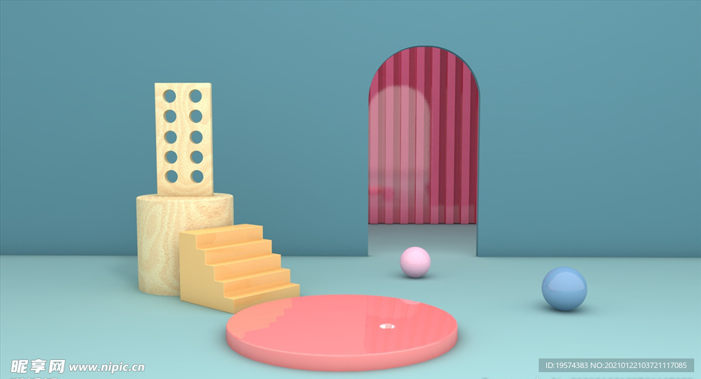 c4d模型创意清新电商展台电商