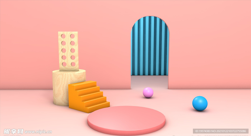 c4d模型创意清新电商展台电商