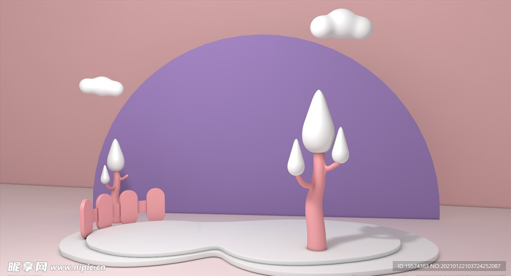 c4d模型创意清新电商展台电商