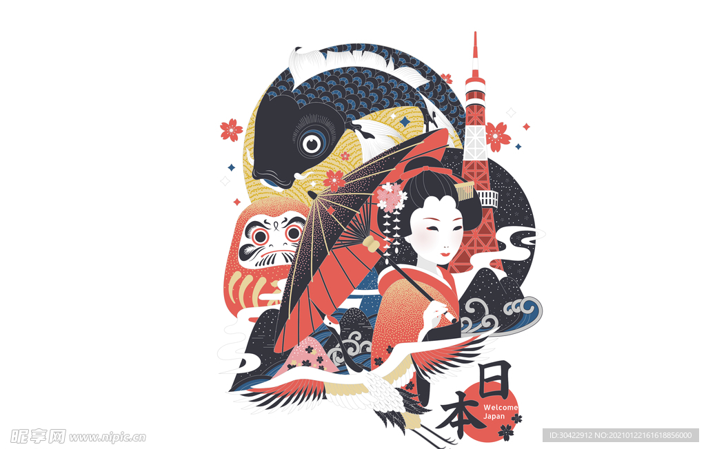 AI矢量日本浮世绘插画