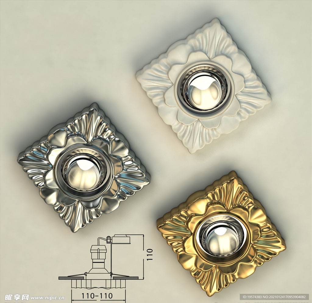 C4D 模型挂壁灯吸顶灯