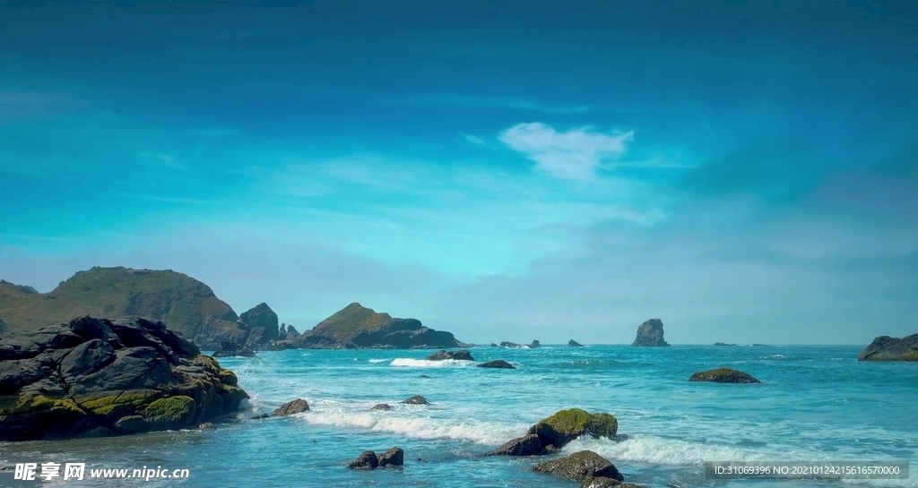 高清碧海蓝天傍晚景色