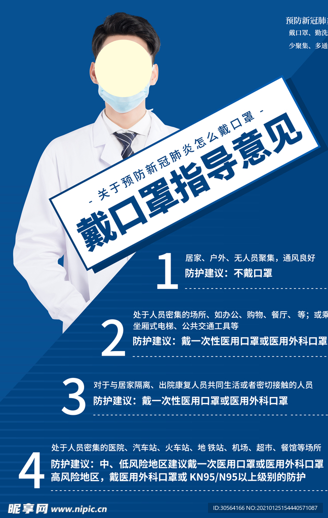 戴口罩指导意见公益活动海报素材