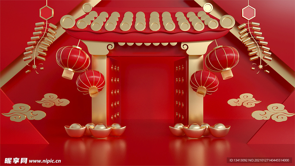 红色C4D背景
