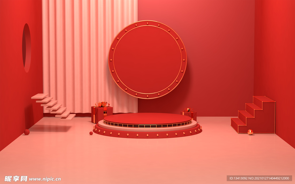 红色C4D背景