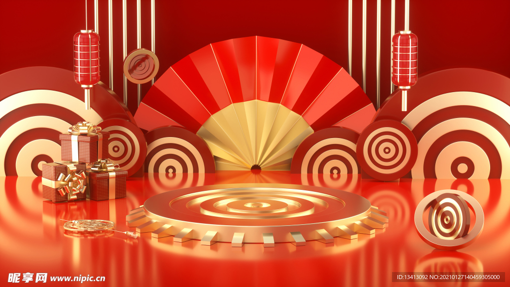 红色C4D背景