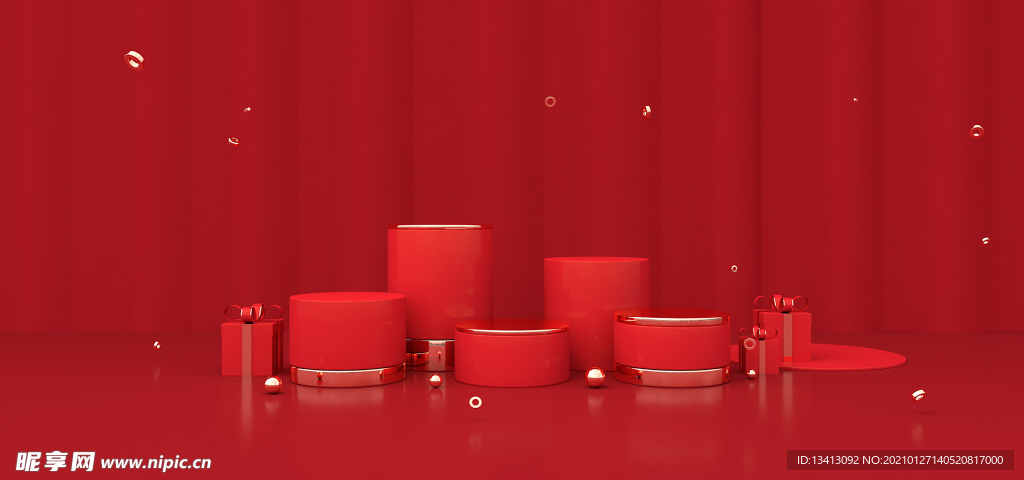 红色C4D背景