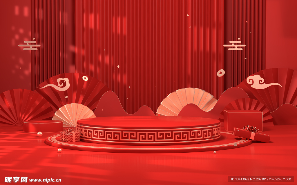 红色C4D背景