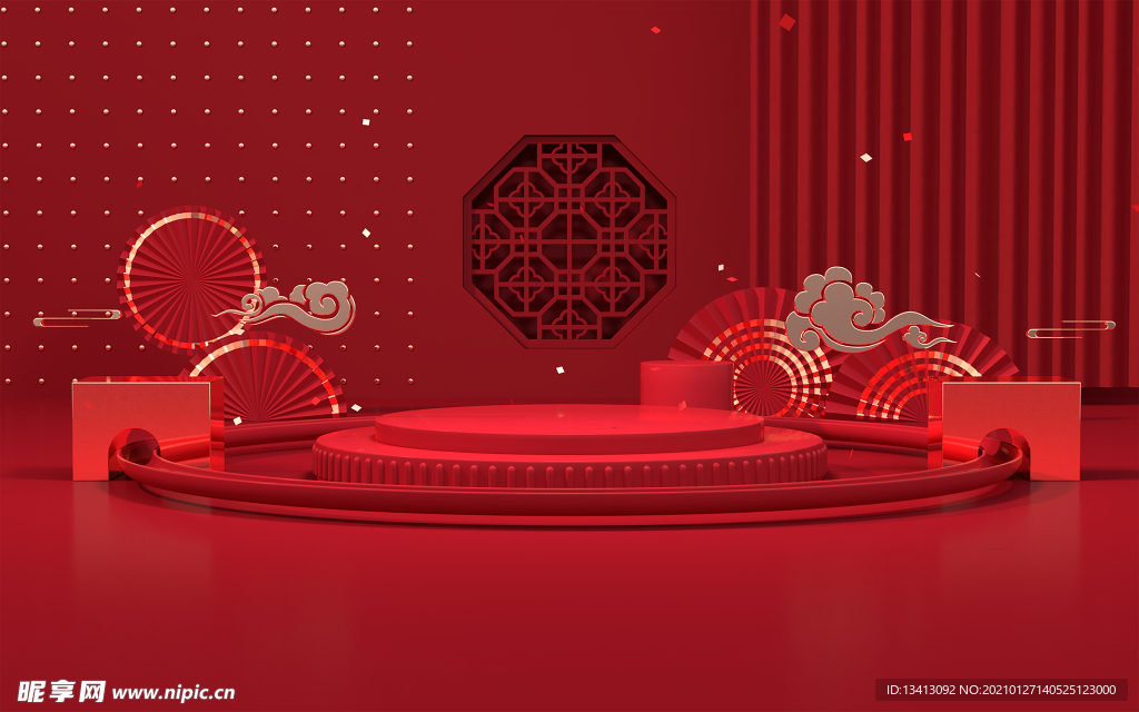 红色C4D背景