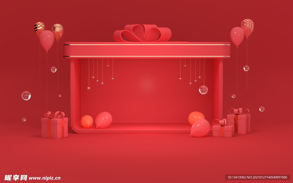 红色C4D背景