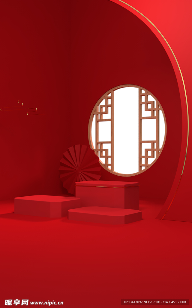 红色C4D背景