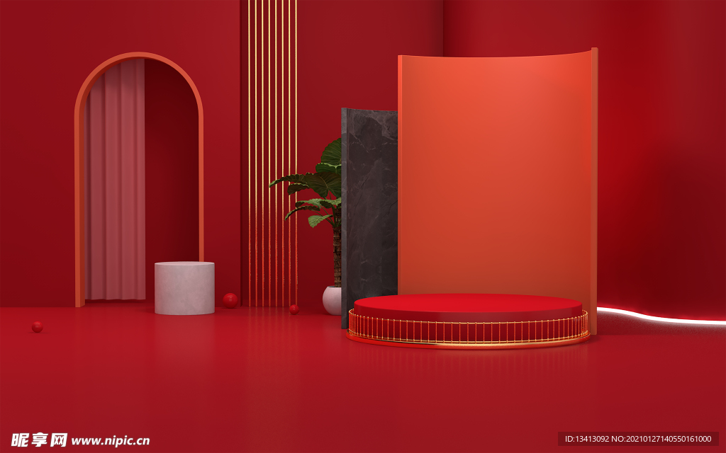 红色C4D背景