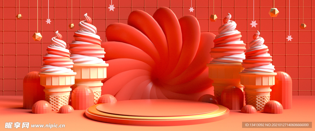 红色C4D背景