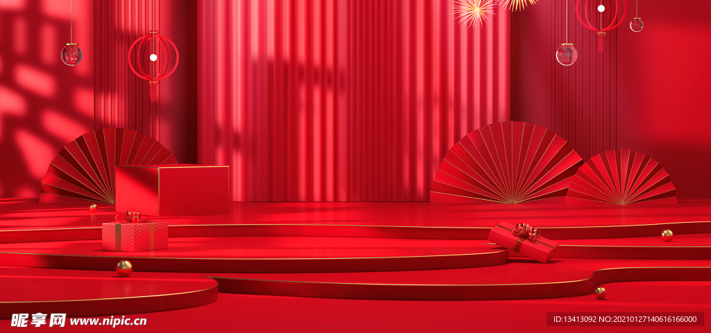 红色C4D背景