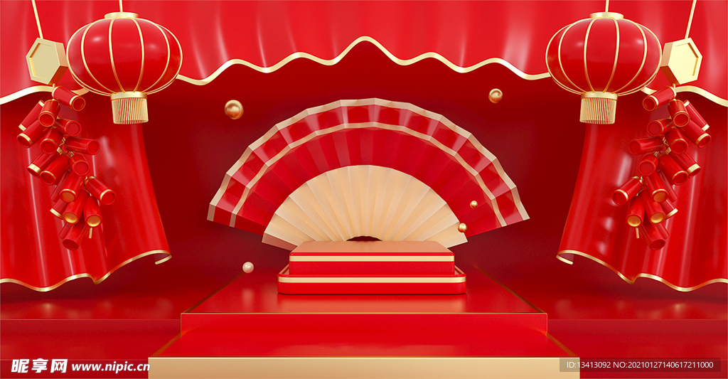 红色C4D背景