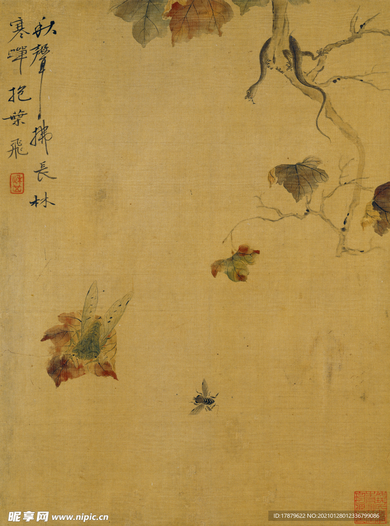 恽寿平国画 秋声拂长林