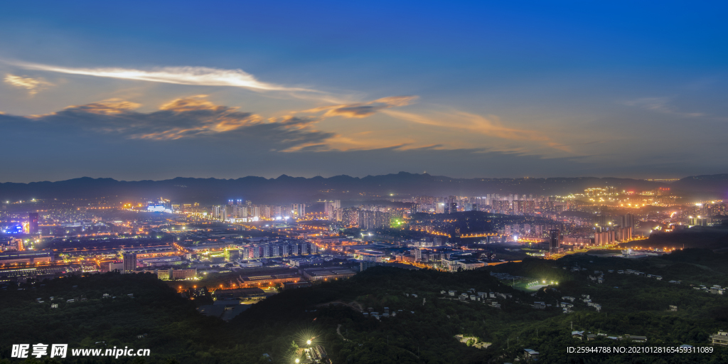 城市夜景晚霞图片