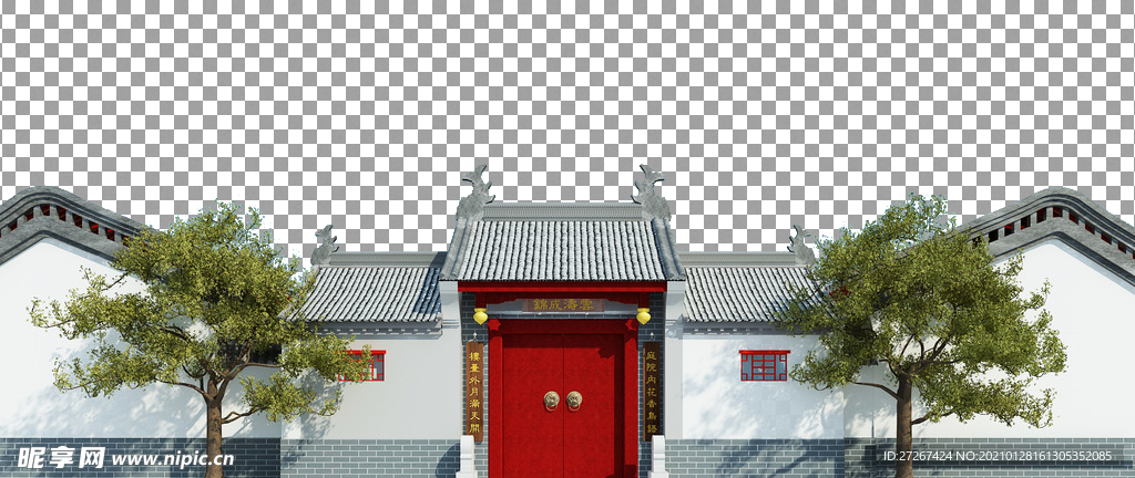 透明底中式门头