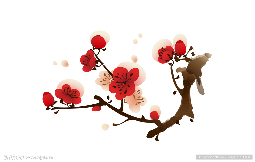 AI矢量水墨梅花插画